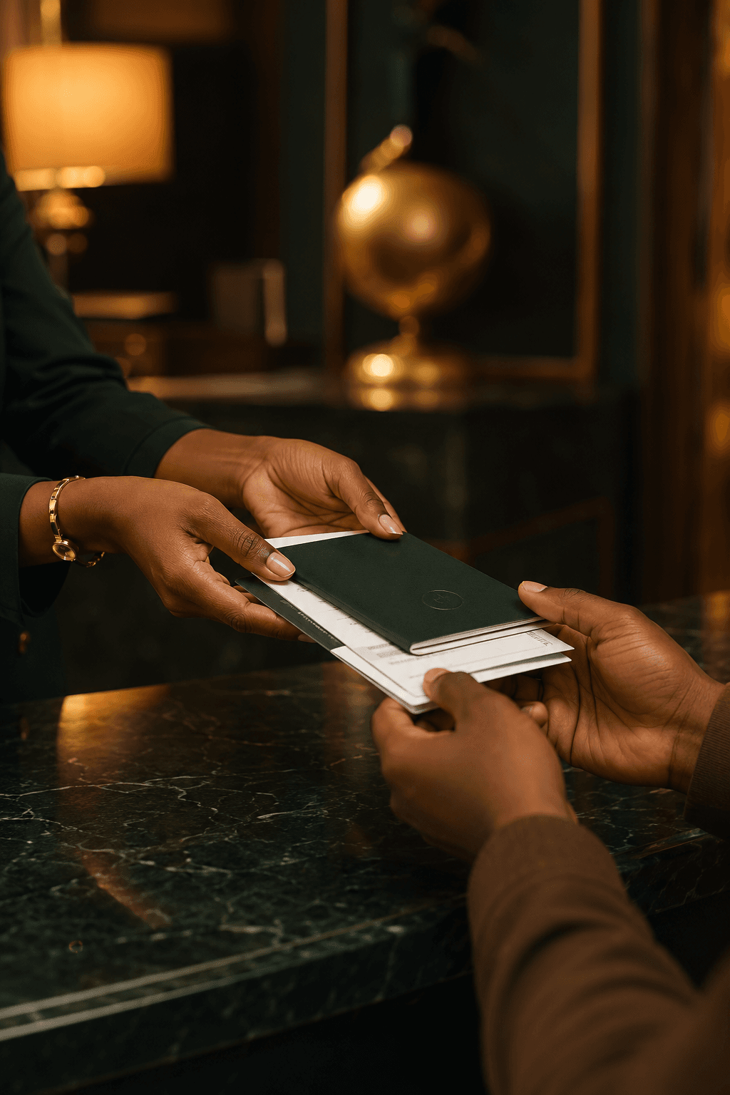 Agency staff preparing traveler documents