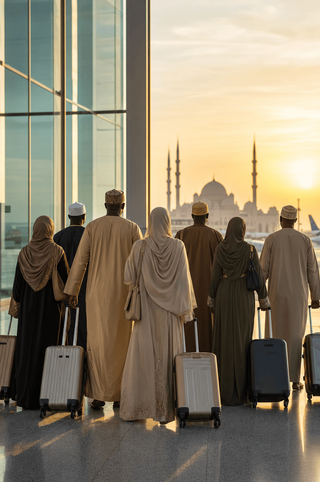 Group travelers coordinating passports and itinerary